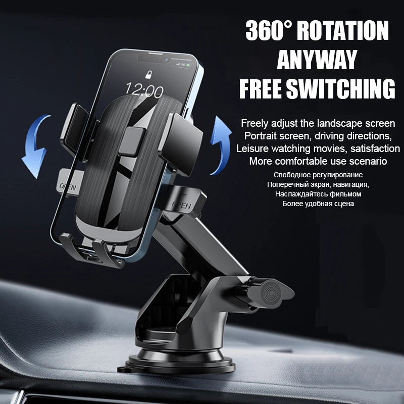 Sucker Adjustable Car Phone Holder For iPhone 15 13 12 14 Pro Max Cases Xiaomi Samsung Huawei GPS Mount Phone Stand Accessories