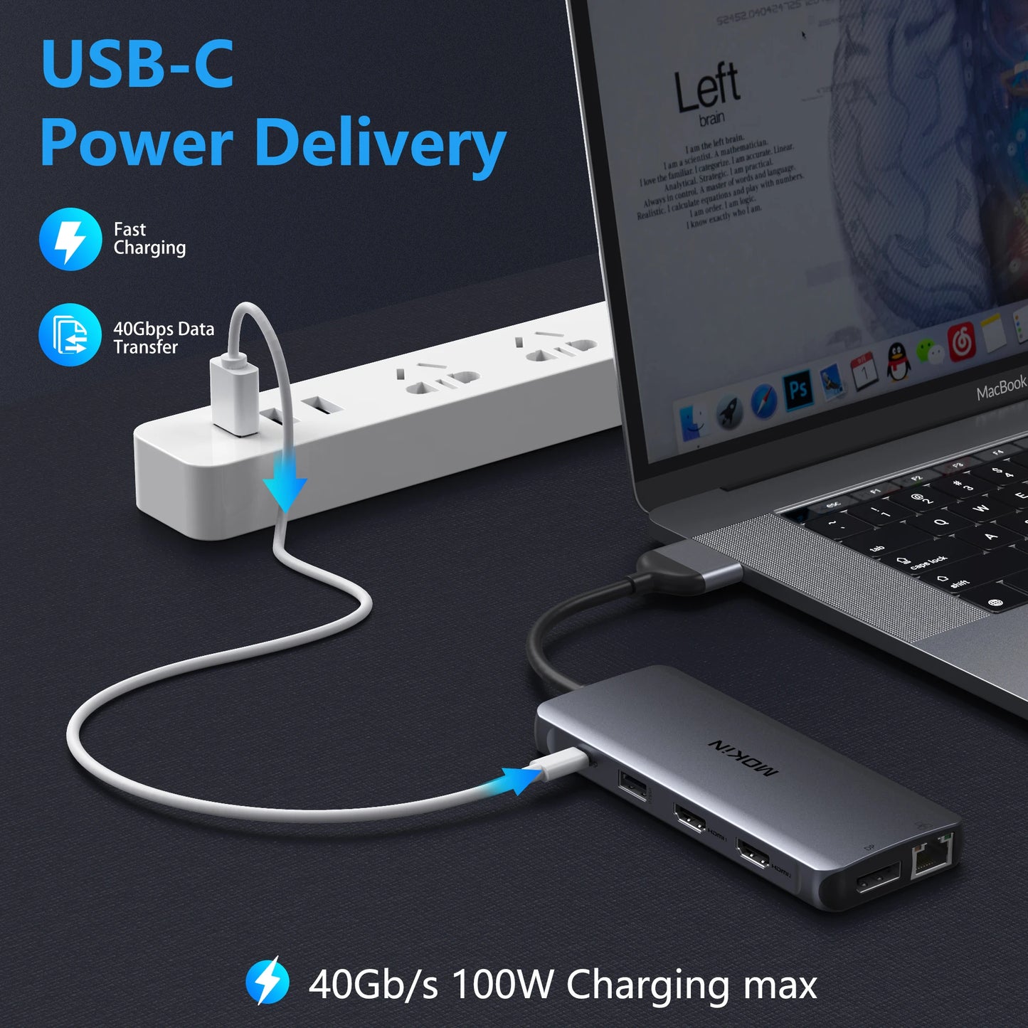 MOKiN 12- IN-1 USB C Adapters PD100W Adapter For MacBook Pro Air Mac Laptops PC Accessories USB3.0 RJ45 SD/TF 4K HDMI USB to HUB