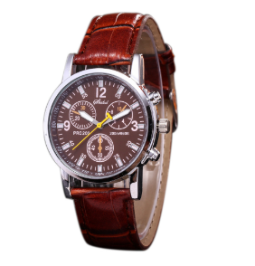 Women's Leather Watch, Student Quartz Watch, Casual 3-Eye Watch