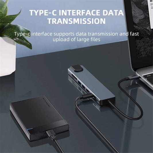 MZX 8 in 1 Laptop Docking Station USB C Hub Concentrator HDMI-Compatible 3 0 Adapter Dock Splitter Type A Extension for Macbook