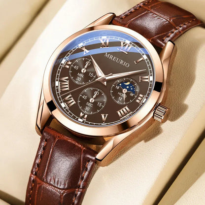 New Concept Elegance Men Watches Decorative Timing Leather Casual Quartz Watches Men's Sport Waterproof Clock Watch Reloj Hombre
