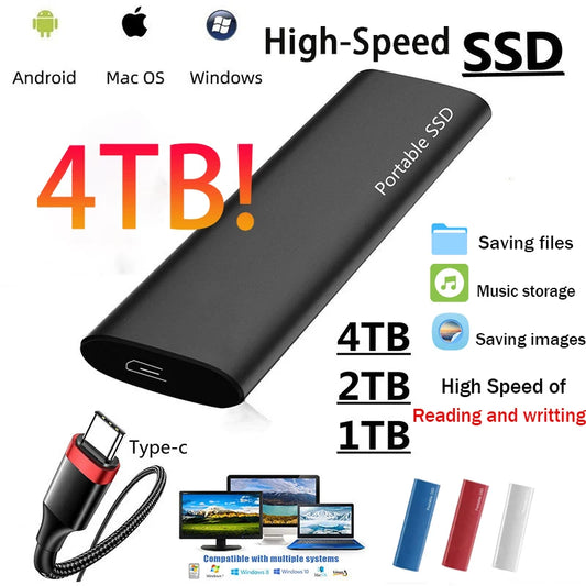 Original High Speed Solid state drive portable SSD 1TB/2TB hard disks USB3.1/Type-C Data Storage hard drive for Laptop/PC/Phone